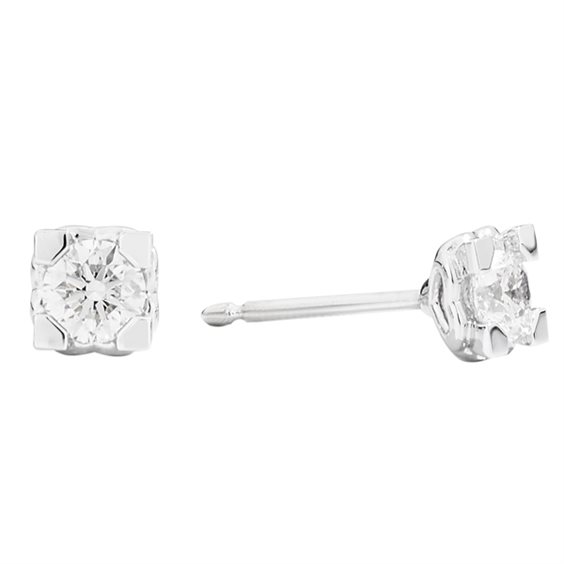 Orecchini Recarlo Anniversary Square in Oro bianco Diamante 0.40 Ct E01PX030/038 - E01PX030/038
